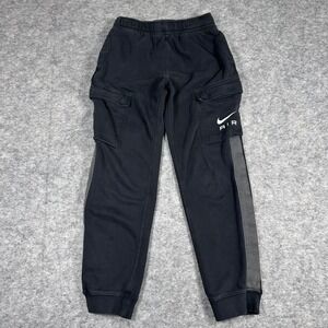 Nike Air Cargo Sweatpants Black Fleece Joggers Side Stripe Boys Large